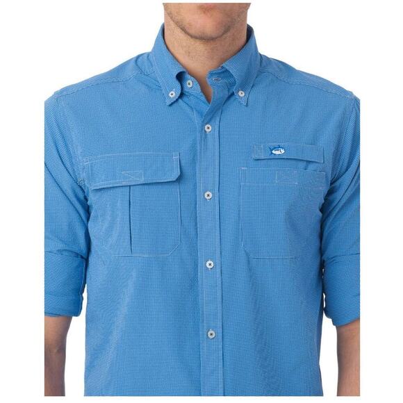 NEW! SOUTHERN TIDE Marlin Check Fishing Shirt in Royal Blue - Small - Picture 7 of 12